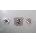 3 Genuine Lucite White Plastic Brooch Pins: Rounded Triangle, Oval, Diamond - $5.95