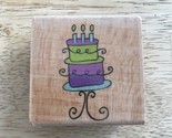 Katie and Co Rubber Stamp Tiered Cake on Stand Shower Card Wood Mounted - $12.39