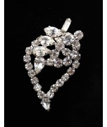 Vintage 2&quot; Large Unsigned Sparkling Ice Clear Prong Set Rhinestone Brooc... - €42,82 EUR