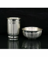 999 fine silver handmade small baby bowl and water glass set sv149 - $299.27 CAD