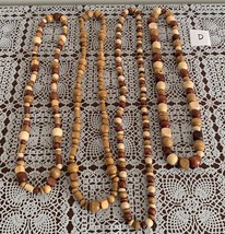 Four Handmade Wooden Bead Necklaces Assortment 24 to 32 Inch Round Unique Gift - £10.27 GBP