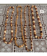 Four Handmade Wooden Bead Necklaces Assortment 24 to 32 Inch Round Uniqu... - £9.36 GBP