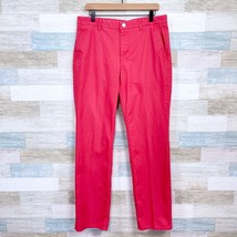 Bonobos Straight Fit Washed Chino Pants Pink Flat Front Cotton Casual Mens 34x34 - $34.64