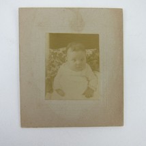 Antique Carte De Visite CDV Baby Photo in White &amp; Floral Sepia Child Photograph - £40.17 GBP