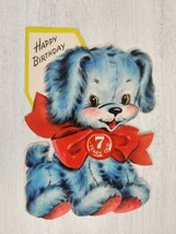 Vintage Hallmark Birthday Card 1950s Diecut Puppy Dog 7 Years Old  - £10.22 GBP