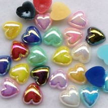 50 Heart Cabochons Flatbacks Pearl Flat Back 8mm Valentines Jewelry Supp... - £3.01 GBP