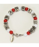 University Wisconsin Badgers Bracelet Stretchable Jewelry Red White Silver - $269.38 MXN
