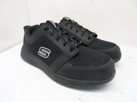 Skechers Work Men&#39;s Alum. Toe Steel Plate Athletic Safety Shoes Black Size 10.5M - £45.07 GBP