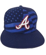 Atlanta Braves Hat New Era 59FIFTY Men&#39;s 7 3/8 Blue USA Flag Design - €21,35 EUR