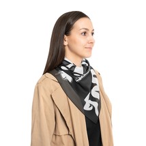 SHT Black and White Let&#39;s Get Toasted Campfire Marshmallows Square Scarf - £19.76 GBP+