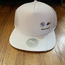 Puma BMW M Motorsport Racing White Hat Flat Brim Cap Adjustable Snapback... - £22.46 GBP