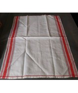 Vintage Linen Hand Dish Tea Towel Bread Cover 27.5x21 Red White Black - £9.74 GBP