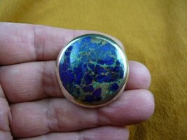 (J-220-1) blue green Azurite malachite gemstone 925 silver circle pin pendant - £44.85 GBP
