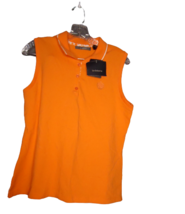 Liz Claiborne Collard Quarter Button Polo Tank Top Bright Orange Womens Size Xl - £11.07 GBP