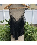 Vtg Satin Lace JC Penney Teddy Black Nylon Bodysuit Union Made ilgwu Sma... - £23.53 GBP