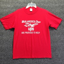 VTG UPS SS Jerzees Men&#39;s Sz L Graphic T-Shirt &quot;While America Sleeps&quot; Made in USA - £30.91 GBP