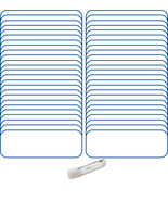 100 BLANK 1 X 3 WHITE / BLUE NAME BADGE KIT (U) 1/4" CORNERS PINS CLEAR ... - $85.00