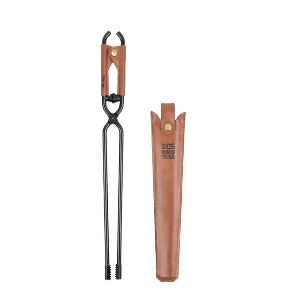 Carbon Steel Charcoal Tongs Outdoor Camping Bonfire BBQ Firewood Clip Tool - £25.60 GBP+