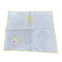 Vintage White Handkerchief Embroidered Yellow And Pink Floral Victorian Hanky - £14.78 GBP