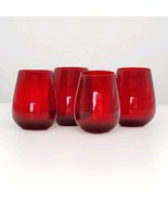 Lenox Holiday Gems Ruby Stemless Wine Glasses 4 Pc Set 4 3/8&quot; Tall W/Sti... - €43,17 EUR