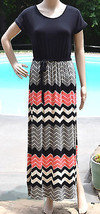 Size Small Design History Womans Long Full Length Dress Black Coral Chevron - $24.00