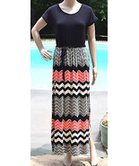 Size Small Design History Womans Long Full Length Dress Black Coral Chevron - $24.00