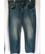 RocaWear Mens 34x33 Blue Jeans Straight Leg Zipper Fly - $9.41