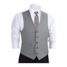 Men's Renoir Suit Vest V-neck Adjustable Strap 5Button 2Pockets 202-2 Lt Gray image 2