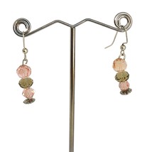 Handcrafted Earrings Peach &amp; Brown Crystal Beads Gentle Delicate Youth NEW - £11.73 GBP