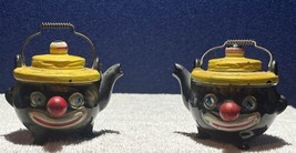 Vintage 50&#39;s Thames Redware Japan Clown Face Teapot Salt &amp; Pepper Shakers - £19.40 GBP