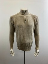 Togo Men&#39;s 1/4 Zip Mock Neck Sweater Size Large Beige Long Sleeve Cotton  - $150.53 MXN