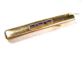 1950's Mid Century Gold Tone & Blue Tie Clasp by ANSON.111715 - $24.74