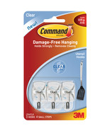 Command Small Utensil Hooks-Clear 3 Hooks &amp; 4 Stri - £10.51 GBP