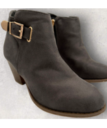 bella marie rowley-11 grey suede zip-up ankle booties women&#39;s size 6.5 - $14.86