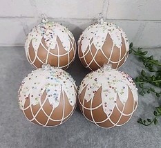 Gingerbread Round Ball Ornaments Christmas Tree Decor Icing Sprinkles Be... - $19.54