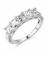 Wedding Band 2.70Ct Diamond Anniversary Ring 14k White Gold Simulated Si... - £210.39 GBP