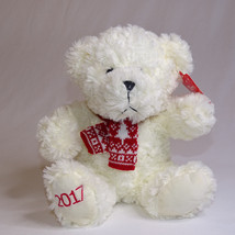 White Teddy Bear Red Scarf With Trees Plush Toy Stuffed Animal Cute 12&quot; In. 2017 - £6.58 GBP