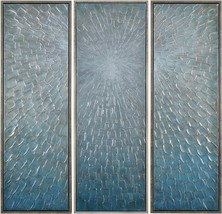 Silver Ice Hand Painted  Heavily Textured Bold Metallics Canvas Art by M... - £340.28 GBP