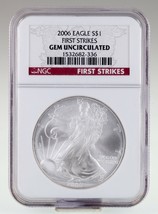 2006 Plateado American Eagle Graduado Por NGC Como Gem Uncirculated Primer Bolos - $68.60