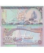 Maldives P18e, 5 Rufiyaa, dhow / fishing boats, 2000, UNC, see UV &amp; w/m ... - $2.22