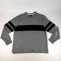 J. Crew Always 1984 Rugby Men&#39;s Sweater L Crewneck Gray Black Chest Stripe - $28.70