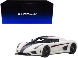 Koenigsegg Regera White with Black Carbon and Red Stripes 1/18  Model Car by Aut - £330.70 GBP
