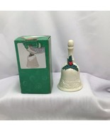 Christmas Decor Elegant Holly Porcelain Bell by Global Innovations 2002 - £8.04 GBP