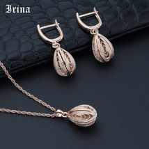 Irina Women's Jewelry Set Droplet Oval Openwork Long Necklace Earrings Set Fashi - £10.62 GBP