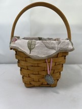 Vtg Longaberger Basket American Cancer Society Hope w/ Floral Liner &amp; Protector - £13.37 GBP