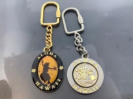 2 Vintage Souvenir Keyring ALOHA HAWAII Keychain KAUAI 50TH STATE 2 Port... - $15.82