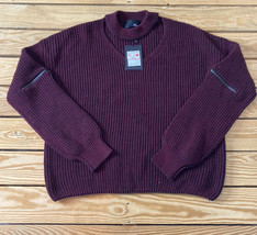fate by lfd $99 women’s open neck pullover sweater Size M Burgundy B11 - £18.19 GBP