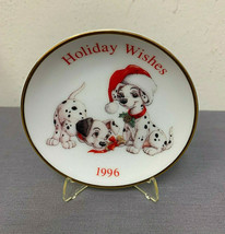 Hallmark Keepsake Holiday Wishes 1996 101 Dalmations Collector's Plate QXI6544 - $8.86