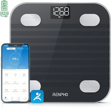 Renpho Usb Rechargeable Smart Body Fat Bmi Scale, Digital Bathroom Body, Black. - £30.53 GBP