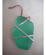 Silver Wire wrapped Green Sea Glass pendant - $17.20